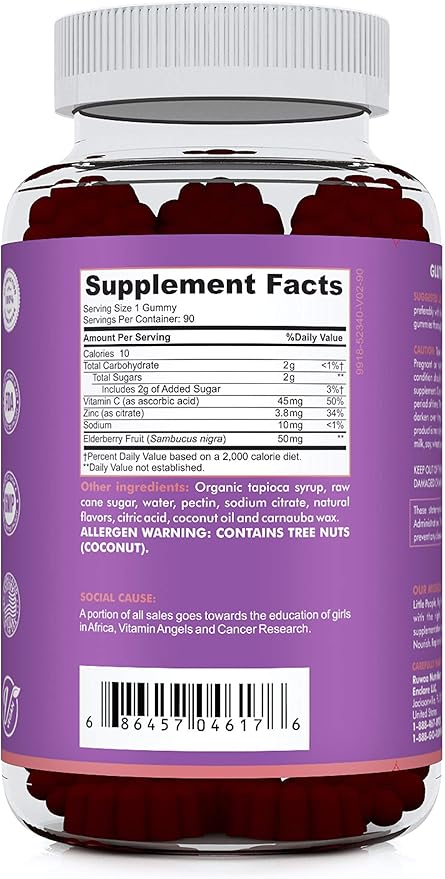 Sambucus Elderberry Gummies for Kids with Zinc & Vitamin C: Antioxidant, Immune Support Vitamins, Supports Immune System Health: Vegetarian, Gluten Free, Gelatin Free (6)