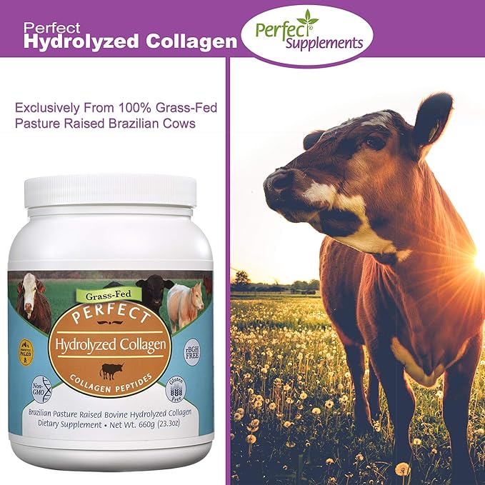 Perfect Supplements – Perfect Hydrolyzed Collagen Powder – 660g – All Natural Collagen - Brazilian Pasture Raised - Promotes Healthy Skin – 2 Pack