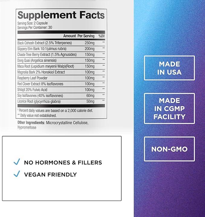 DR. EMIL NUTRITION Menopause Supplements for Women - Multi-Symptom Menopause Relief for Hot Flashes, Night Sweats & Mood Swings - Menopause Support Pills with Black Cohosh - 30 Day Supply