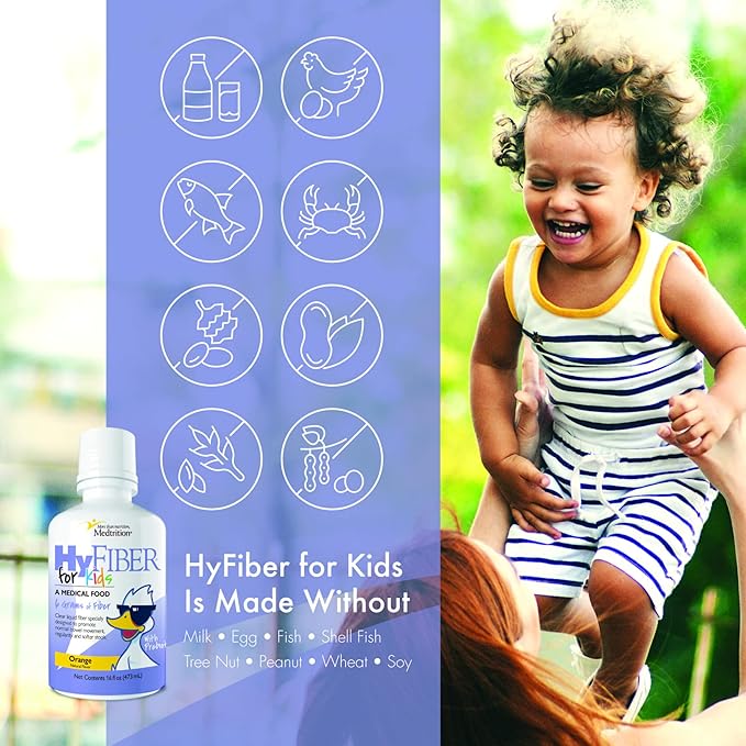 Medtrition HyFiber Liquid Fiber for Kids in Only One Tablespoon, Supports Regularity and Softer Stools, FOS Prebiotics for Gut Health, 6 Grams of Fiber, 32 Servings per Bottle (6 Bottles)