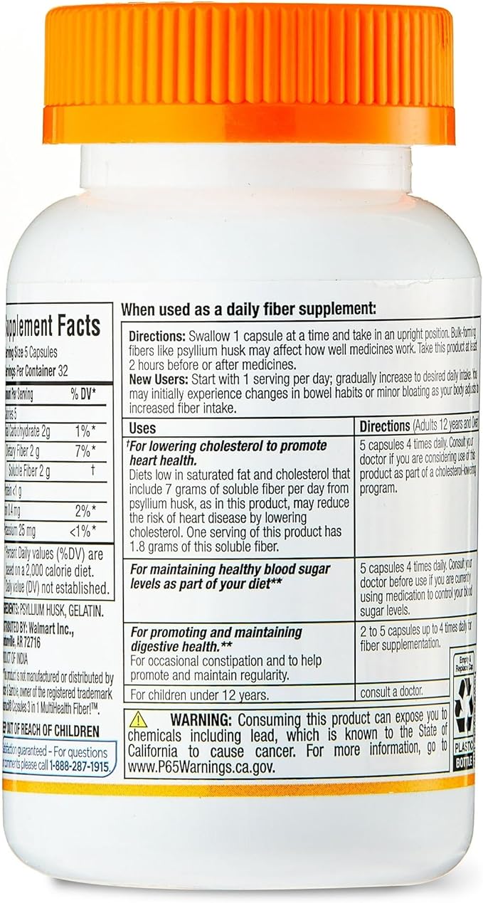 Equate Daily Fiber - Psyllium Husk Capsules 160ct (Pack of 1) - Supplement for Regularity & Digestive Support, Boxed by Fusion Shop Store