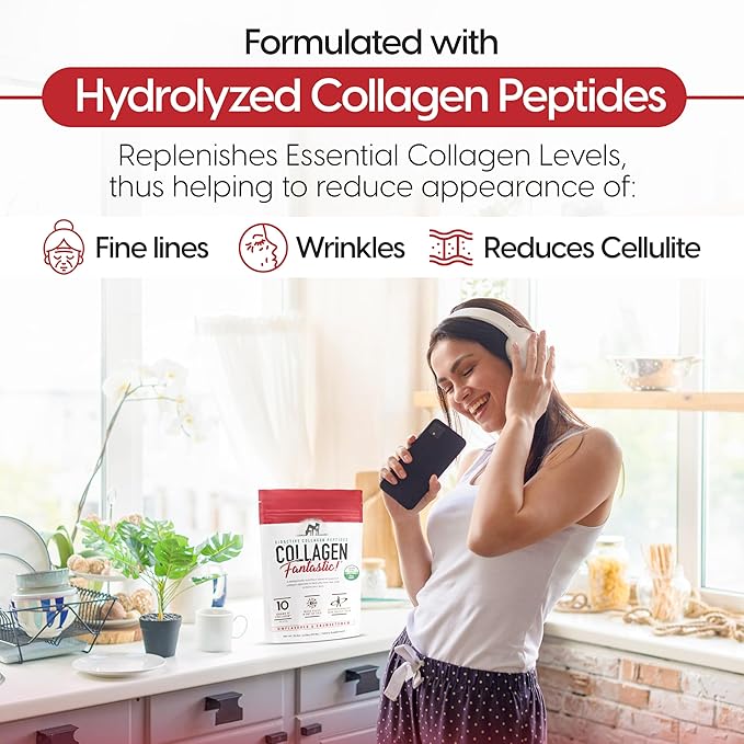Collagen Fantastic Hydrolyzed Collagen Peptides Powder (90 Servings) - Grass Fed Bovine Collagen Protein Powder Type 1 & III for Joint, Bone & Skin Support - Gluten Free, Soy Free & Non-GMO (2.2 Lb)