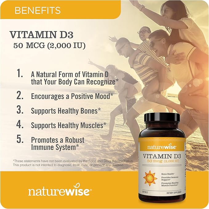 NatureWise Vitamin B12 1000mcg 360 Softgels and Vitamin D3 2000iu 360 Count for Energy, Immunity and Bone Support