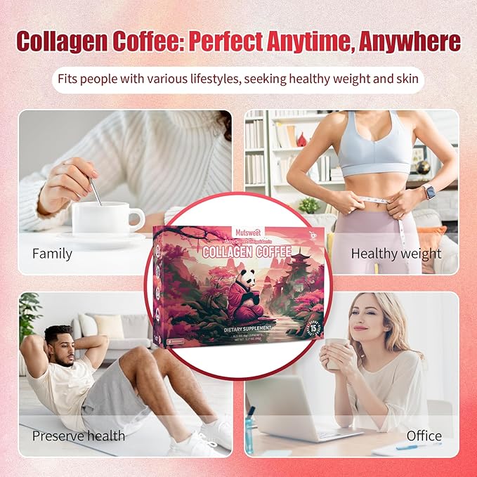 Mustsweet Instant Coffee with Vital Proteins Collagen Peptides Powder, Joint Supplements for Women & Men, Supports Skin and Gut Health, 15 Servings