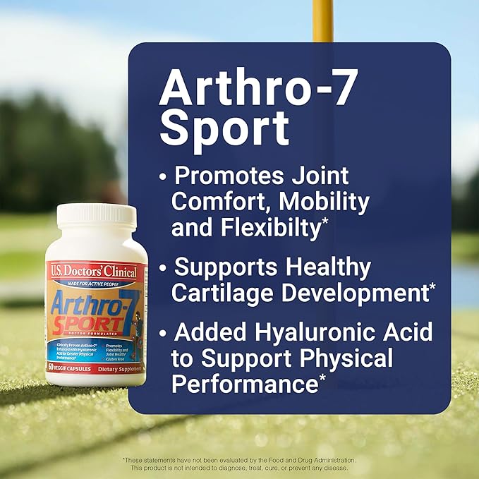 U.S. Doctors’ Clinical Arthro-7 Sport - Clinically Proven AR7 Blend + 100mg Hyaluronic Acid & Vitamin C for Flexibility, Mobility, & Strong Cartilage - 60 Capsules - 15/30-Day Supply