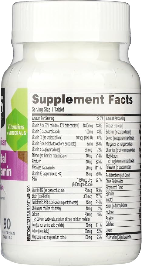365 by Whole Foods Market, Prenatal Multivitamin with Iron, Vegetarian, 90 Count