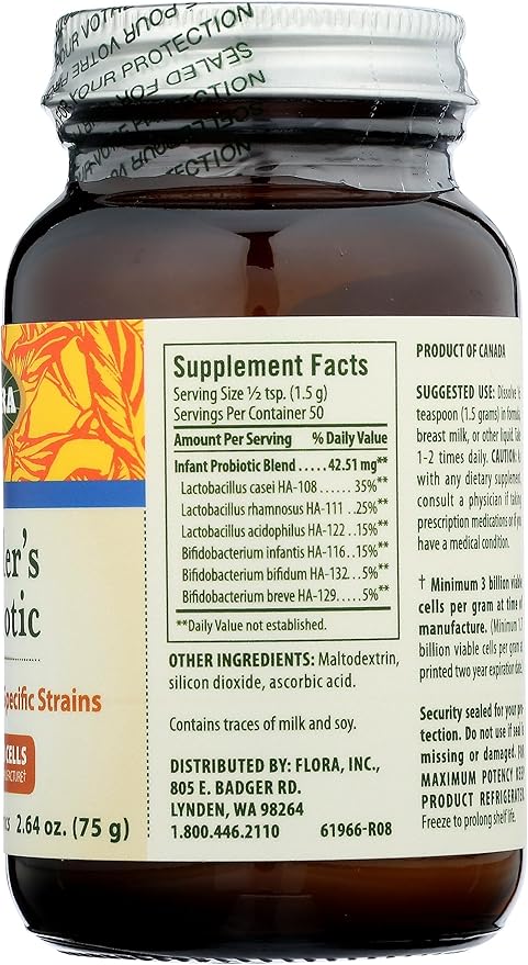 Flora - Toddler's Probiotic - Supports Digestive Health - Daily Probiotic Powder for Children Ages 1–3 - Includes Bifidobacterium Infantis - Vegetarian & Gluten-Free - Keep Chilled - 2.64 oz.