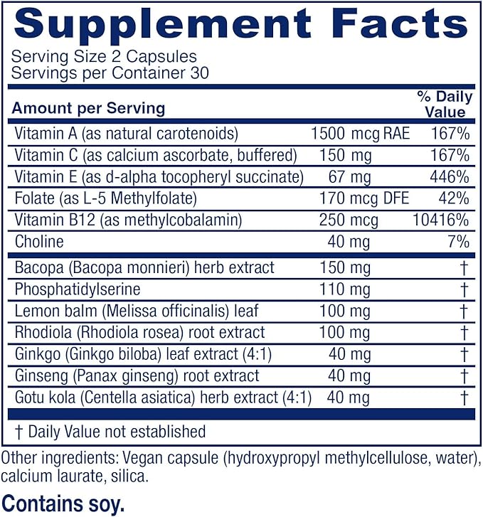 Vitanica MindBlend, Brain Support, Vegan, 60 Capsules