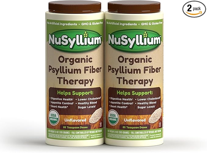 Psyllium Husk Powder, Organic, 21 Oz (Pack of 2) Dietary Fiber Supplement with Brown Sugar, Helps Promote Digestive Health* & Appetite Control* Non-GMO, Gluten Free, Unflavored, 85 Servings