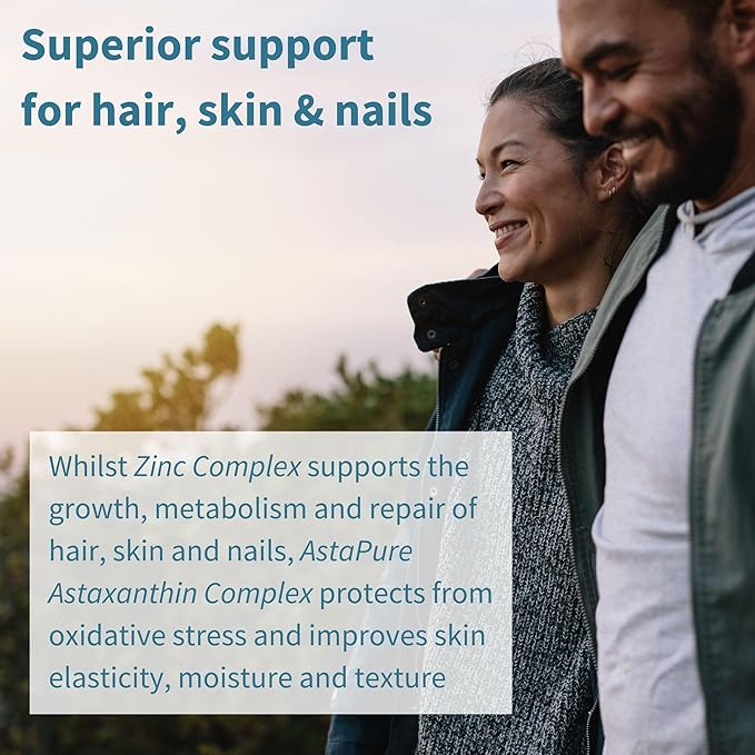 Astaxanthin Complex + Zinc Complex Vegan Bundle, Antioxidant Support for Skin, Hair & Nails, by Igennus