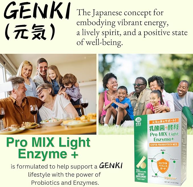Pro Mix Light Enzyme Plus - Kefir, Probiotic, Digestive Enzyme, Prebiotic Supplement - Japanese Powder Supplement for Supporting Gut Health, and Digestion - 20ct.