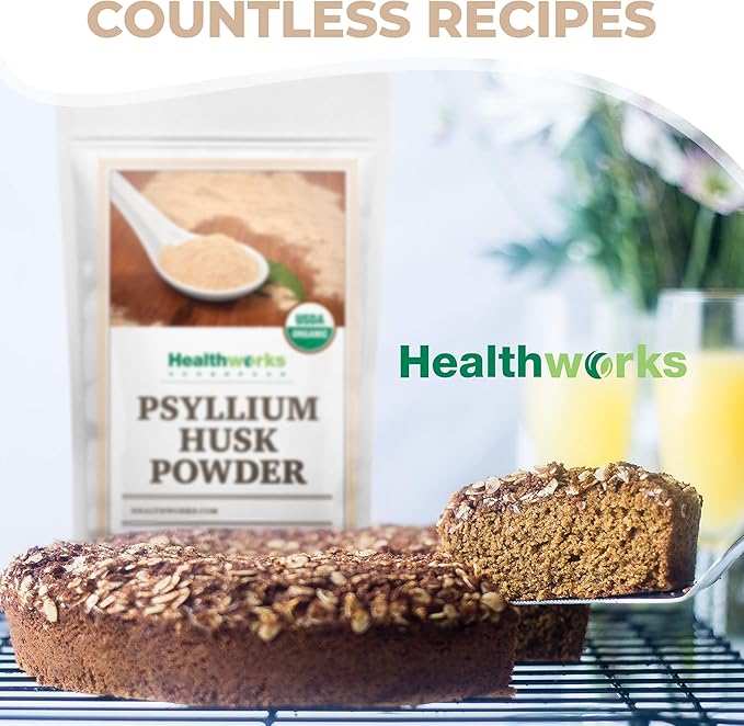 Healthworks Psyllium Husk Powder Organic -16 Oz / 1 Lb - Raw - Certified Organic - Finely Ground Powder from India - Keto, Vegan & Non-GMO - Fiber Support
