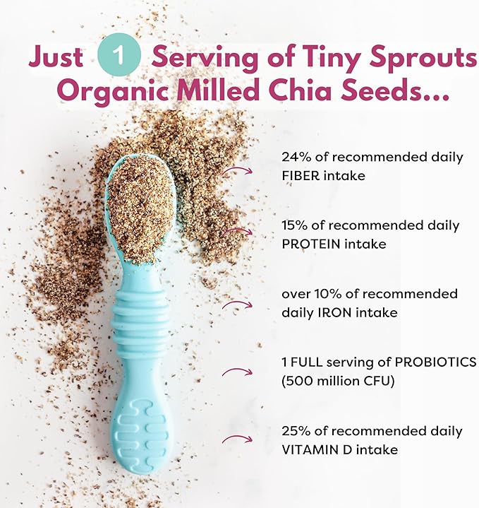 Superseed Organic Milled Chia Seed with VITAMIN D + PROBIOTICS, Omega-3s Prebiotic Fiber Protein, Seeds for 6M+ Babies Toddlers & Kids for Immune & Digestive Support (7oz x 1 Pack)
