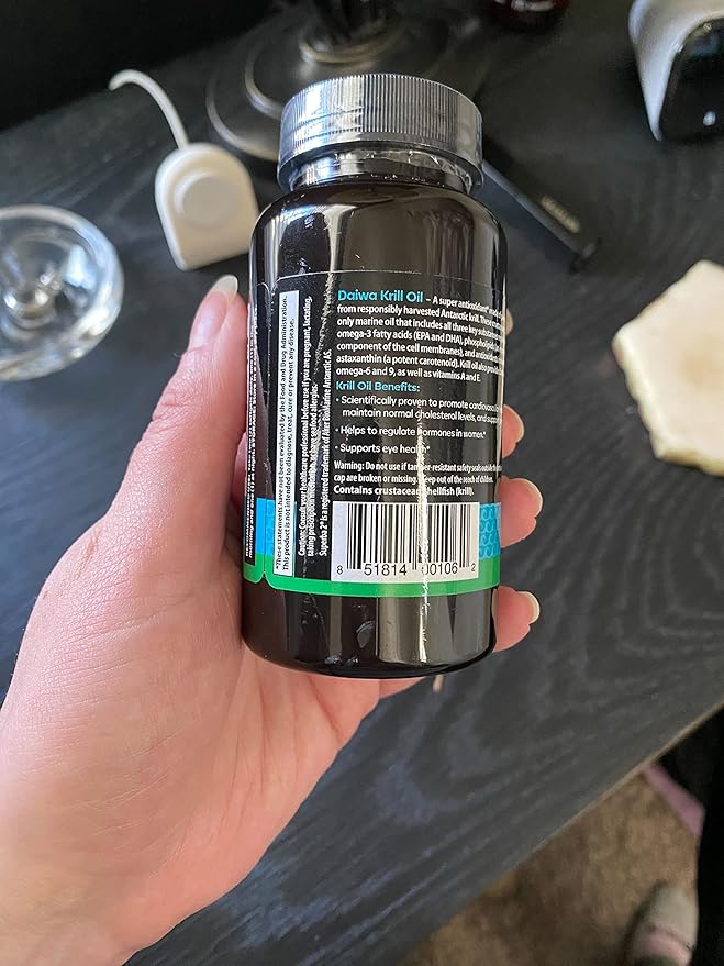 Daiwa Krill Oil 1000mg Softgels - EPA DHA Krill Oil Omega 3 6 9 with Astaxanthin for Joint, Brain and Heart Health - Antarctic Krill Oil Supplement - 60/ct