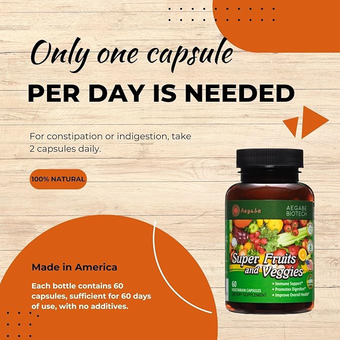 Super Fruits and Veggies Supplement,36 Fresh Veggies & Fruits,Balance of Nature Daily Nutritional Supplement for Digestive Health & Constipation Relief,60-Day Supply,Made in USA