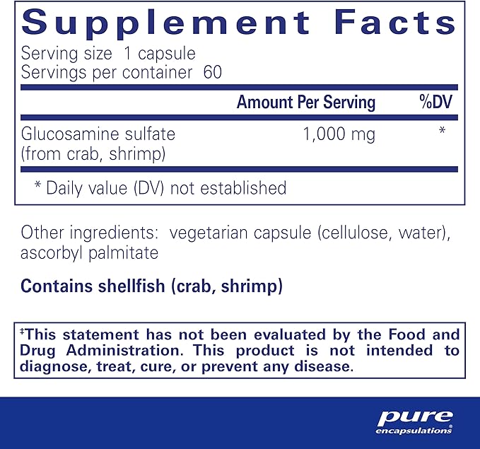 Pure Encapsulations Glucosamine Sulfate 1,000 mg | Supplement for Joint Support and Mobility, Cartilage Health, and Connective Tissue* | 60 Capsules