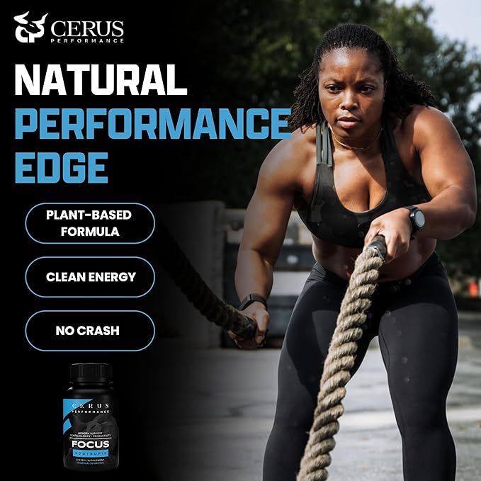 Cerus Performance Focus Nootropic Supplement - Enhances Mental Clarity, Boosts Memory & Cognitive Function, Improves Alertness - Ideal for Athletes & Fitness Enthusiasts - 60 Capsules