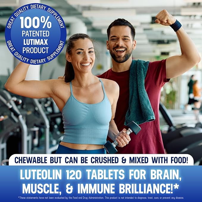 Lutimax Luteolin Complex w/Rutin - Immune Support Brain Supplements - Bioflavonoids w/Vitamin C, D & E for Joint, Muscle, & Dietary Issues - Antioxidants Supplement w/Immune Support - 120 Tablets