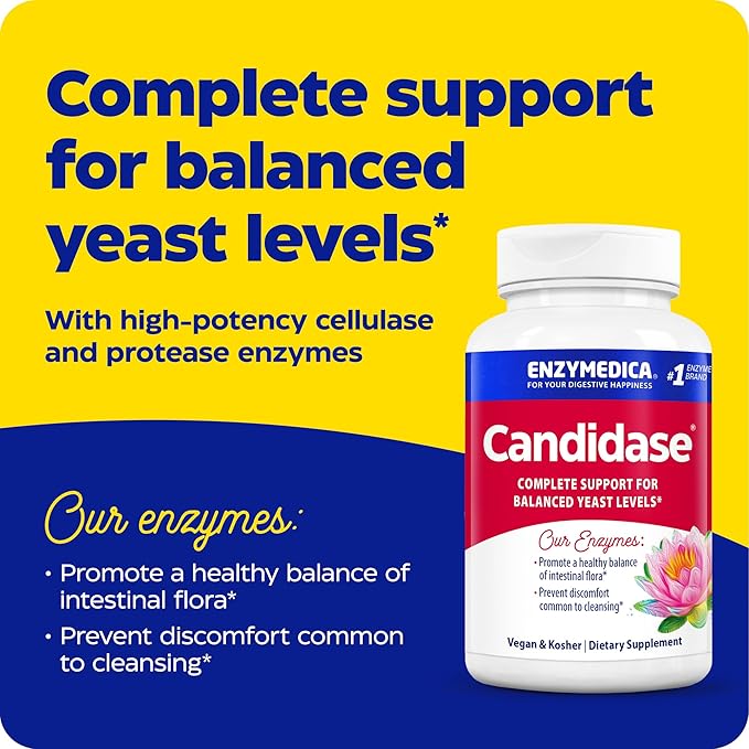 Enzymedica, Candidase, Digestive Enzymes for Gentle Cleansing Support, Gut Health & Digestion, 84 Count