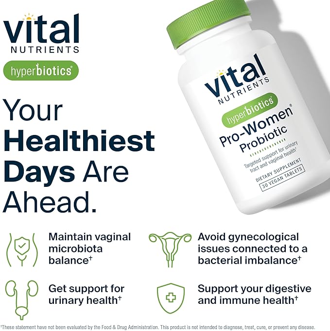Hyperbiotics Vital Nutrients Pro Women Probiotics for Women | Vaginal Probiotics for PH Balance | Oral Probiotic for Vaginal Health and Urinary Tract Health | 6 Targeted Strains | 30 Vegan Tablets