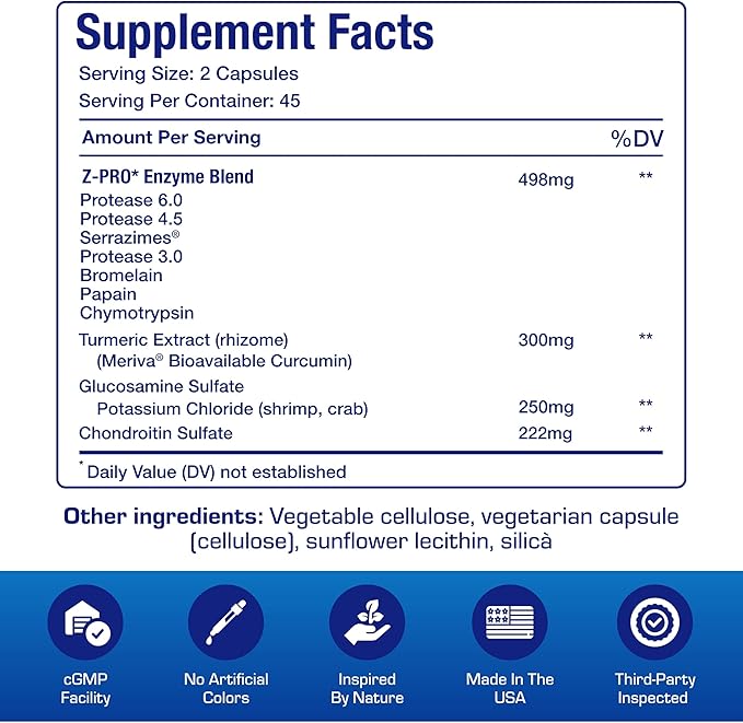 Nutra Disc & Joint Support Supplement - Clinically Formulated Restorative Cartilage Ligament and Tendon Supplement with Meriva Curcumin Enzymes Glucosamine and Chondroitin for Adults (180)