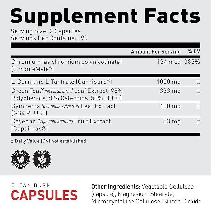 Kaged Thermogenic Clean Burn Caps for Men & Women Weight Management Supplement Caffeine-Free 90 Servings
