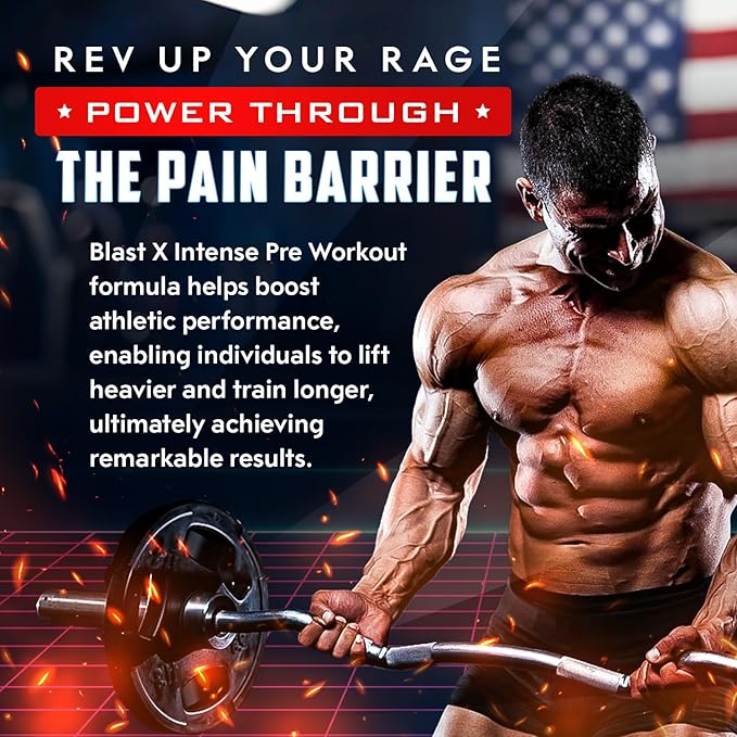 Blast X Advanced Pre Workout Powder, Intense Energy Booster Preworkout for Men & Women, Natural Caffeine + ZumXR®, Beta Alanine, Citrafuze™, L-Citrulline & Taurine for Strength, Focus & Endurance