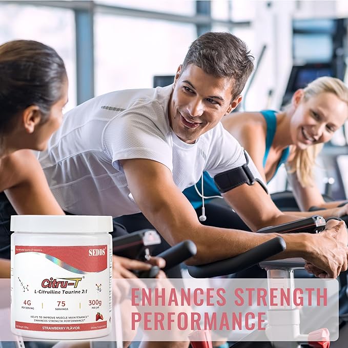 Strawberry-Flavored L-Citrulline Taurine 2:1, L Citrulline Powder, Unflavored Vegan Taurine Powder, Pre-Workout Sports Nutrition for Men and Women,1 Pound of Powder Each Can