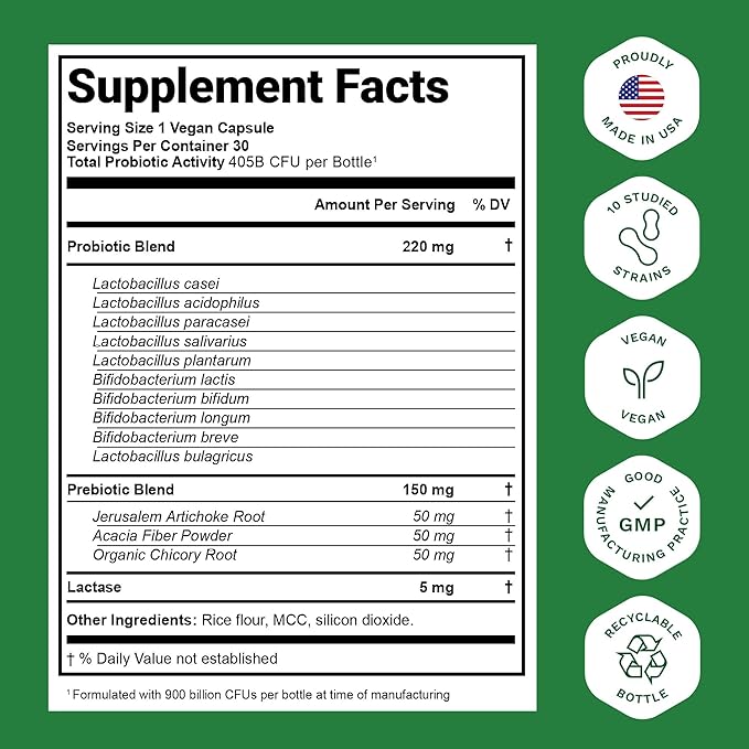 Multi Strain Probiotic for Men and Women with 60 Billion CFU - Probiotics Digestive Health to Support Gut Health, Prebiotics & Probiotic for Men's Digestive and Immune Health, 30 Probiotics Capsules