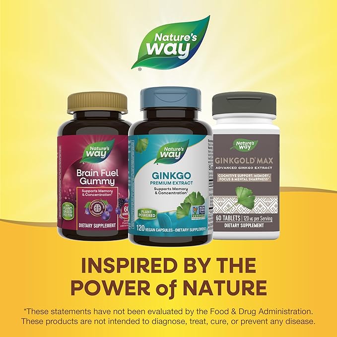 Nature's Way Premium Extract Ginkgo Memory and Concentration* 120 Capsules