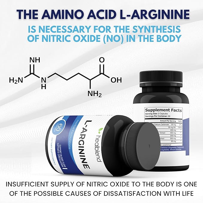 healblend L-Arginine Plus: Calcium, Niacin, L-Arginine Blend, L-Citrulline Complex & Beta Alanine - 60 Capsules