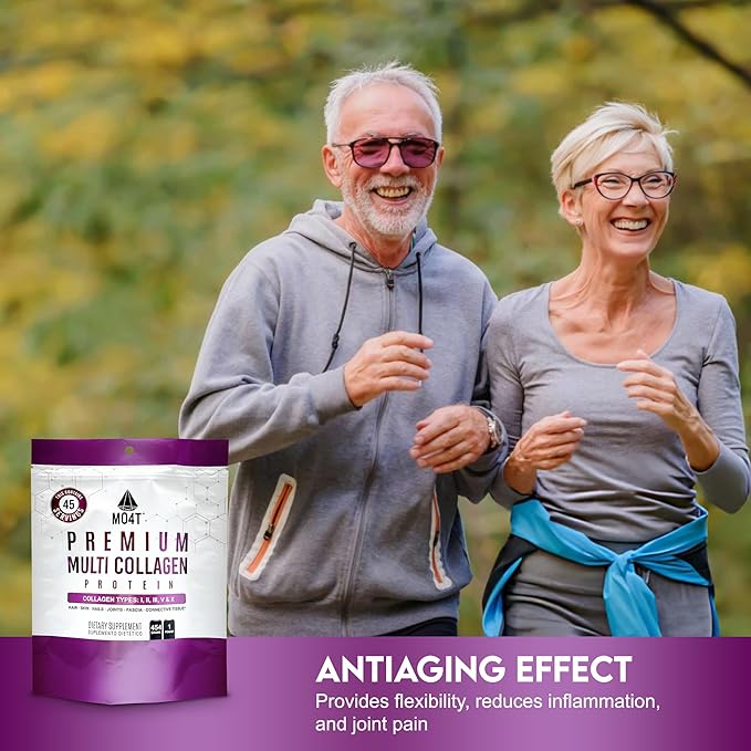 MO4T Hydrolyzed Multi Collagen Powder -Collagen Protein- Collagen Peptides-Type 1,2,3,5,10 -Sugar-Free, (1 Pound) Hair, Skin & Nail, Paleo & Keto, Non-GMO