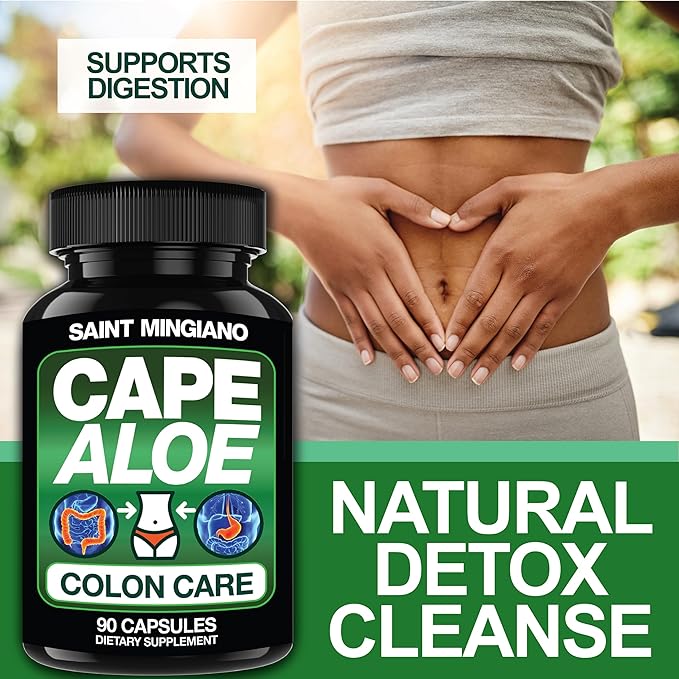 Cape Aloe Vera Capsules - Colon Cleanse, Detox & Flush - 90 Capsules. Gentle Constipation Relief and Bowel Movement Acting as Natural Herbal Laxative - Supports Bowel Movements for Digestive Health
