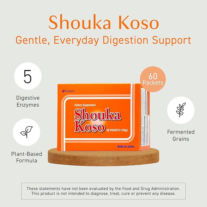 Umeken Shouka Koso, Digestive Enzymes from Fermented Vegetables and Grains, Japanese Supplement of Fermented Digestive Enzymes Probiotics, Made in Japan, 60 Packets, Pack of 1, 1 Month Supply
