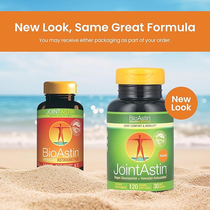 Nutrex Hawaii JointAstin - 12 mg, 120 Softgels - Joint Support Supplement with Glucosamine & BioAstin Hawaiian Astaxanthin - Farm-Direct Antioxidant Supplement Joint, Eye, Skin & Immune System Health*
