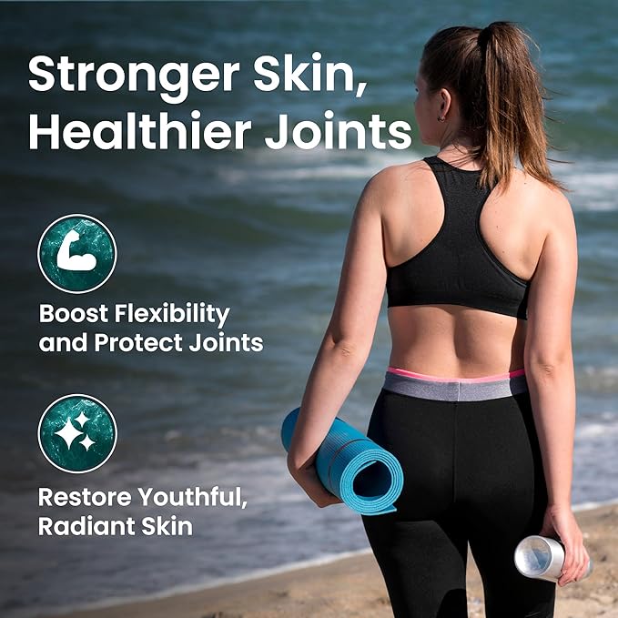 Marine Collagen Powder with Vitamin C – Hydrolyzed for Optimal Absorption | Unflavored & Easily Dissolves | Non-GMO & Microplastic Tested | Skin, Hair & Joint Support | 240g (30 Servings)