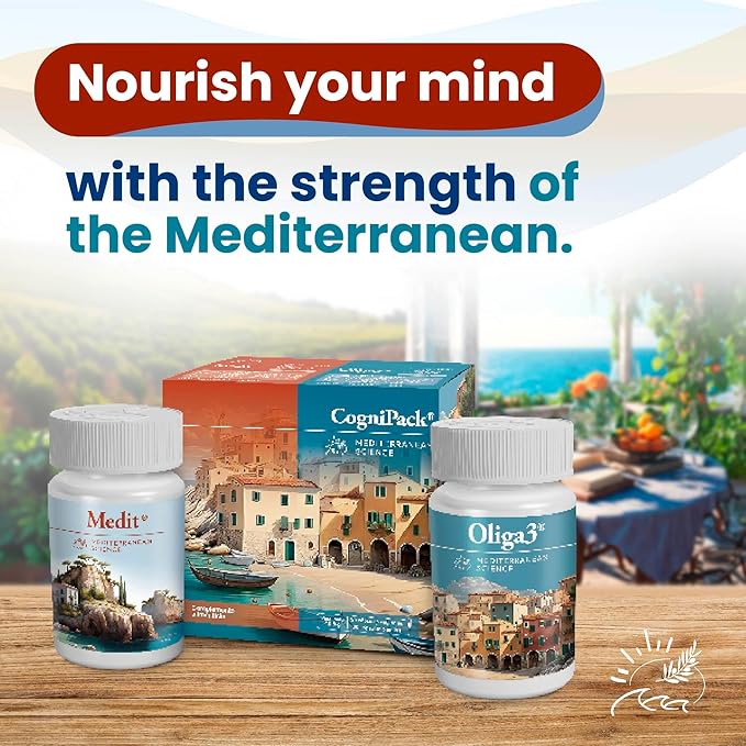 Brain Boosting Vitamins for Memory & Focus | Omega-3 EPA DHA with Vitamin E, D, Magnesium, Zinc, Selenium | Mediterranean Diet | Saffron | CogniPack