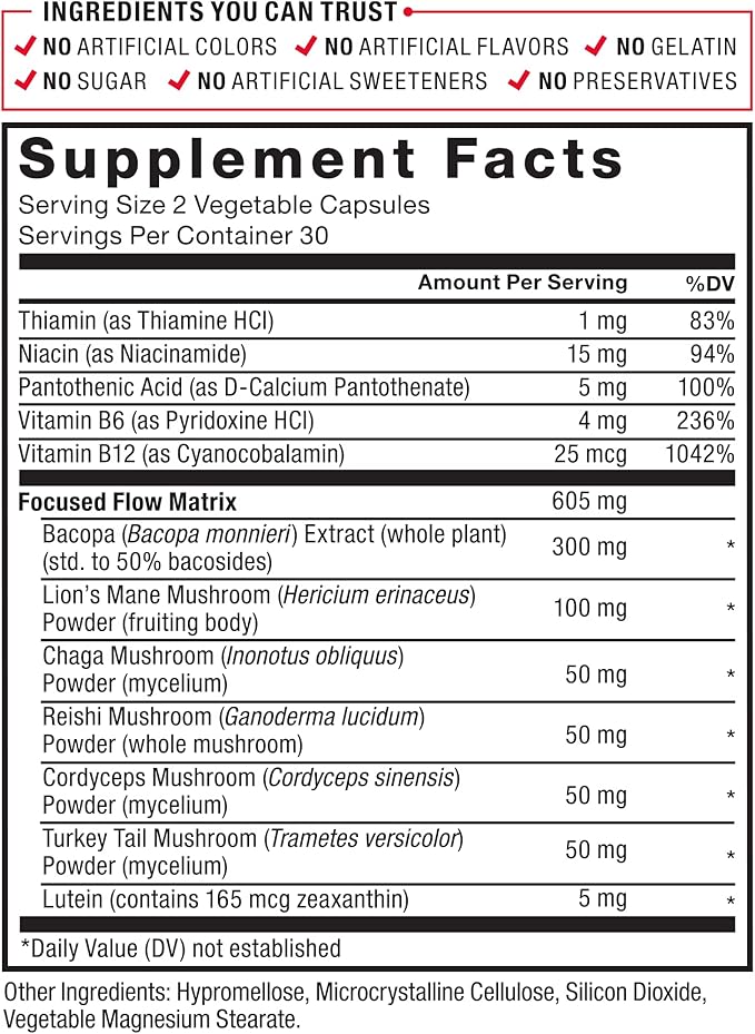 Force Factor Forebrain Focus Brain Booster, Brain Supplement to Boost Clarity & Concentration, Improve Memory & Increase Productivity, Nootropic Brain Support Supplement, 180 Capsules, Black