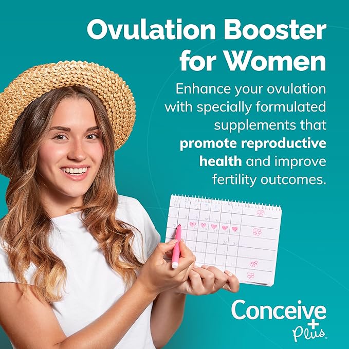 CONCEIVE PLUS Ovulation Support - Inositol Supplement | Myo-Inositol & D-Chiro Supplements | Hormone Balance for Women | COQ10, Folic Acid, Ginger | 30 Day Supply