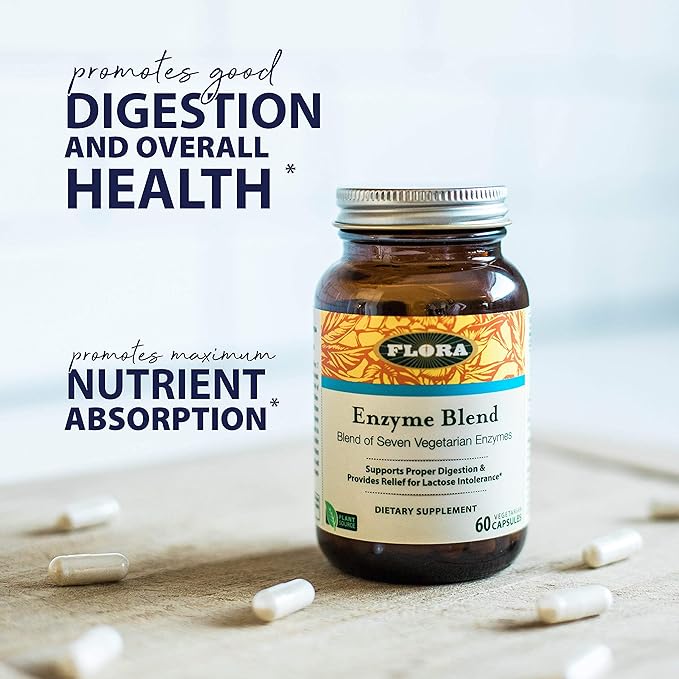 Udo's Choice Flora - Immediate Support Digestive Enzymes - Supports Lactose Digestion, Bloating, Heartburn & Gas - Contains 7 Enzymes - Gluten-Free - 90 Vegetarian Capsules