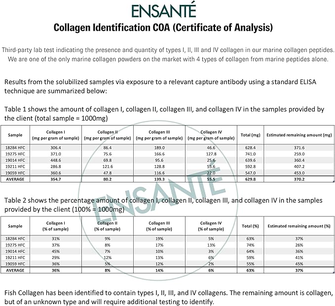 ENSANTE Premium Marine Collagen Peptides Powder Unflavored, Clinically Backed Type I II III IV Collagen, Wild Deep Sea Collagen with Organic Camu Camu Vitamin C for Hair Skin Nail Joint, Lab Tested