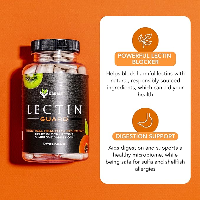 KaraMD Lectin Guard | Gut Repair & Colon Cleanse Supplement | Lectin Blocker| Slippery Elm, Bladderwrack, Sodium Alginate, Okra, Kiwi & Papaya | Natural Gut Cleanse, Non-GMO & Gluten Free 30 Servings