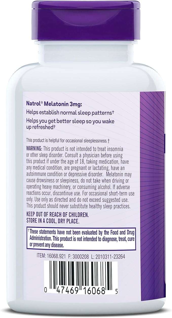 Natrol Melatonin 3 mg, Dietary Supplement for Restful Sleep, Sleep Supplements for Adults, 240 Melatonin Tablets, 240 Day Supply