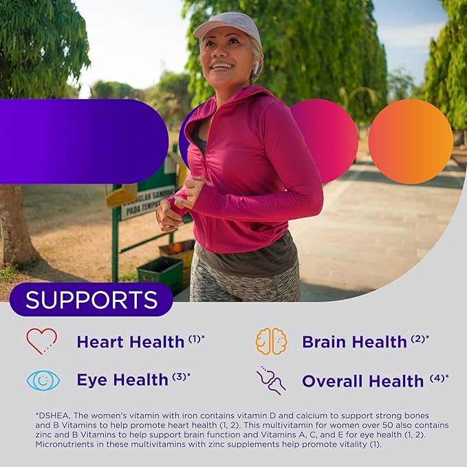 Centrum Silver Women's Multivitamin for Women 50 Plus, Multivitamin/Multimineral Supplement with Vitamin D3, B Vitamins, Non-GMO Ingredients, Supports memory and cognition in older adults - 65 Ct