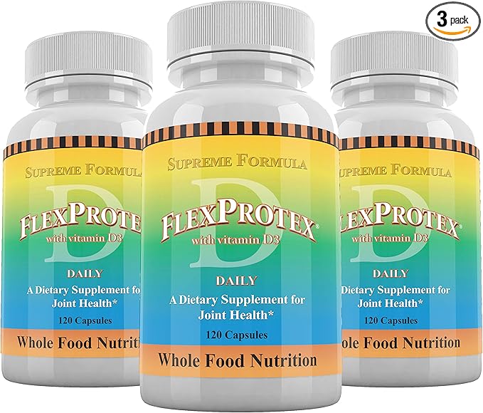 Flexprotex D 884mg Joint Muscle Support Herbal Blend Turmeric Chondroitin Glucosamine Boswellia Hyaluronic Acid Ashwagandha 3 btls 360 Capsules