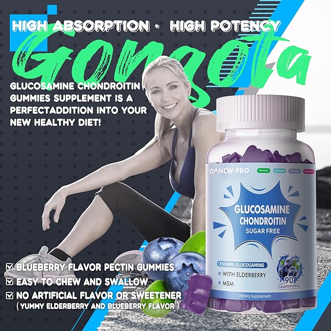 Glucosamine Chondroitin Gummies with MSM & Elderberry Extra Strength - Joint Support, Antioxidant Immune Support Supplement for Adults, Men & Women.180 Orange Gummies - 2pack