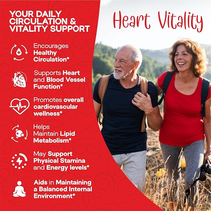 Heart Support and Blood Flow Supplement, 120 Capsules, Supports Cardiovascular Health, Healthy Cholesterol, Triglyceride, Homocysteine, CRP Levels | Boost Naturally Circulatory Function