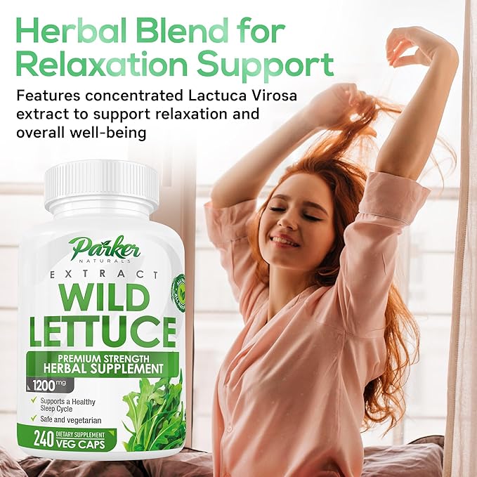 Wild Lettuce Extract – Herbal Sleep Supplement 1200mg, 4:1 Concentrated, Vegan Capsules, Soothes Discomfort, 120 Servings, 240 Count