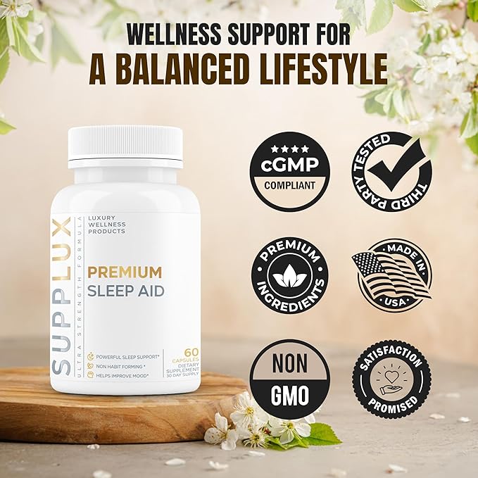 Premium Sleep Aid for Adults - NEW Non-Habit Forming Sleep Aid for Adults | Mood, Sleep, Restfulness Support | 18 Research Backed Ingredients | Melatonin, Magnesium, GABA, Ashwagandha & More - 60 Caps