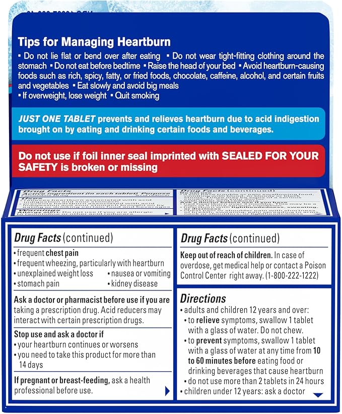 Pepcid AC Maximum Strength Heartburn Relief Tablets, OTC Medicine Prevents & Relieves Heartburn Due to Acid Indigestion & Sour Stomach, 20mg Famotidine Acid Reducer, ICY Cool Mint, 40 ct